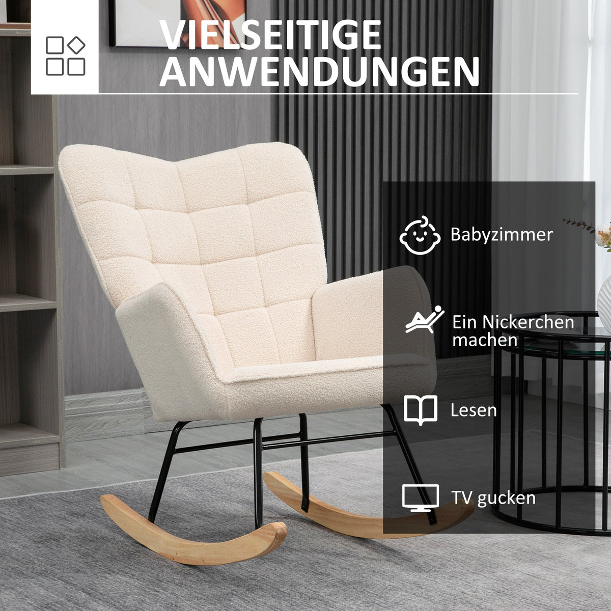 Rocking chair accent relaxation chair with berber fleece beige