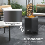 Smokeless Tabletop Fire Pit with Poker, Garden Camping Patio, Metal Black