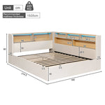 Daybed with Hydraulic Storage, LED, USB and Backrest, 140x190cm, Beige Velvet