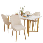 Dining Chairs, Modern Velvet with Golden Metal Legs, Beige (Set of 4)