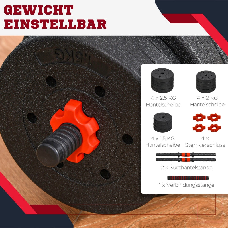 2-in-1 Dumbbell Set Adjustable 25kg Short & Long Barbell
