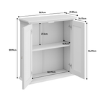 Bathroom Cabinet, Wall-Mounted with Basket Doors & Adjustable Shelves, White