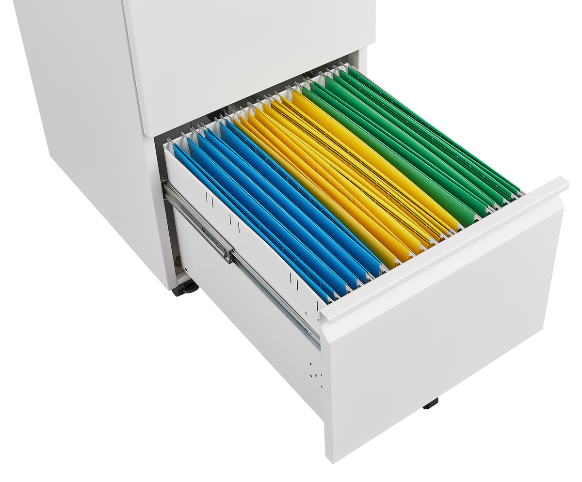 Mobile File Cabinet 2-Drawer with Lock Legal/Letter Size Steel - White