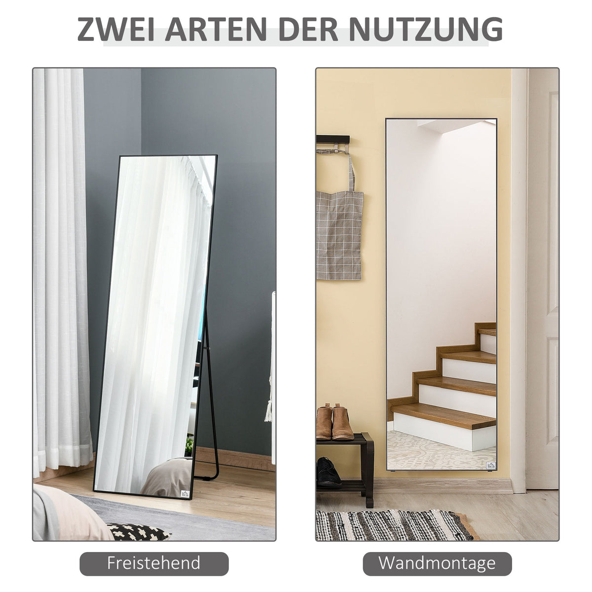 Standing Mirror, Freestanding Full Length Dressing Mirror with Stand, Aluminum