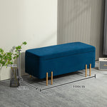 Bench, Upholstered Storage Chest, Dark Blue Fabric