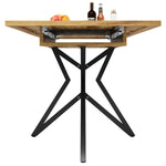 Extendable Dining Table Set with 4 Chairs, Dark Grey Velvet and Walnut Look
