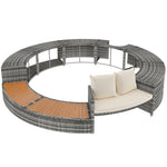 Garden Lounge Set Round Sofa Adjustable Feet Cushions