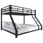 Bunk Bed 90x200 / 140x200 with Railing & Step, Black Metal