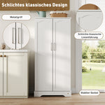 Kitchen Cabinet 60x35x128cm LED Sensor Adjustable Shelves Double Door - White