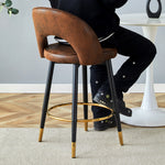Bar Stool, 360° Swivel Padded Set of 2, Brown Technical Fabric