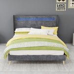 Modern Upholstered Bed 140x200cm with LED Headboard & Mattress, Grey