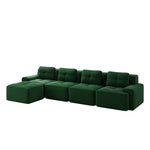 Boneless Sofa Modular L-Shaped Chaise Lounge 4-Seater Deep-Seat - Corduroy Green