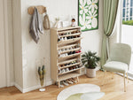 Shoe Cabinet with Three Levels, 121cm High, Natural