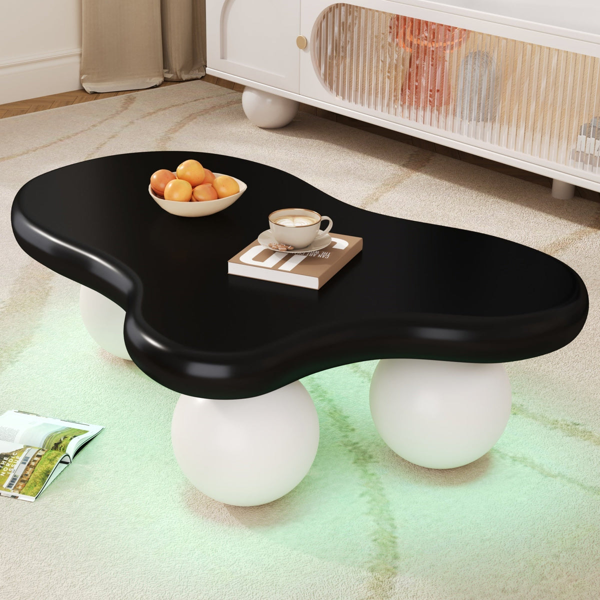 Cloud Style Coffee Table LED Lighting Cloud-Shaped Round Leg