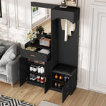 Compact Wardrobe and Shoe Cabinet Combination, Multifunctional Storage Shelf with Mirror, Modern