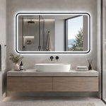 LED Bathroom Mirror 60x100 cm, Dimmable Anti-Fog, Black Aluminum