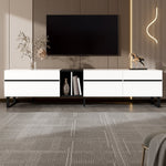 TV Stand 180cm Drop-Down Open Shelves Double Doors - White