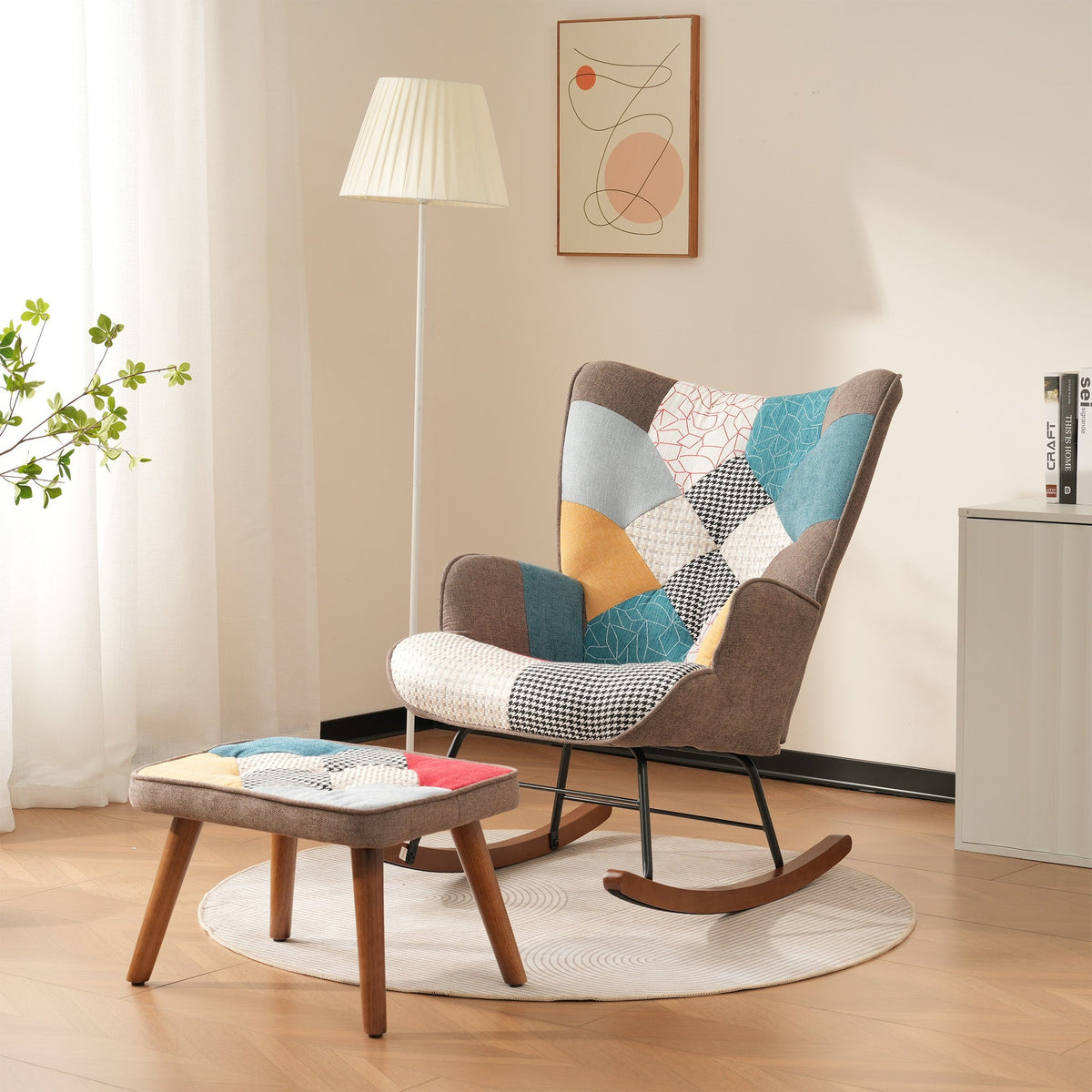 Rocking Chairs, Leisure with Splicing, Footrest