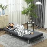 Folding Recliner Chair, Bed Function, Adjustable Backrest, Velvet, Dark Grey