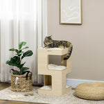 Cat Barrel, 2 Levels with Toys, Natural + Light Grey