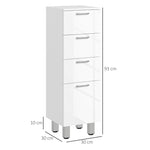 Narrow Bathroom Cabinet Adjustable Shelf 3 Drawers, White