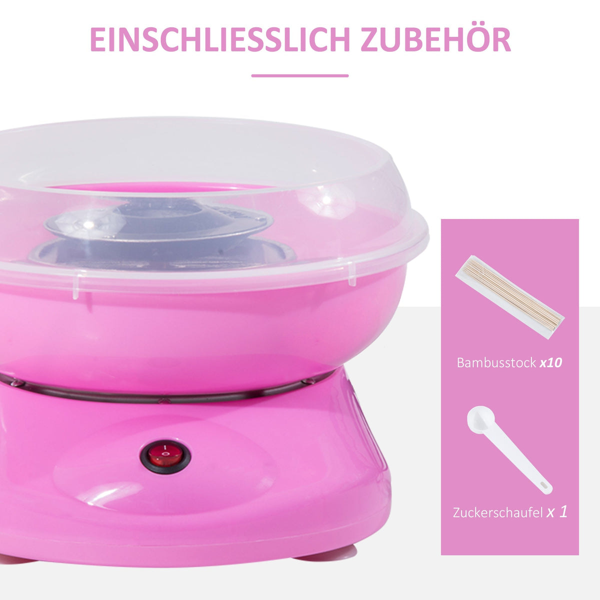 Cotton candy machine for parties & events, easy handling, quick results, pink