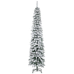 Artificial Christmas Tree, Slim Snow-Covered Fireproof, 210 cm, Green/White