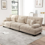 Modular Corner Sleeper Sofa 3-Seater Deep Seat Chenille Light Brown
