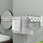 Clothes Airer, Wall Mounted Extendable Drying Rack, 8 Rods, Silver Aluminum