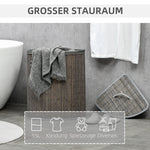 Laundry Basket 55L with Lid and Removable Bag, Grey Bamboo