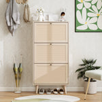 Shoe Cabinet with Three Levels, 121cm High, Natural