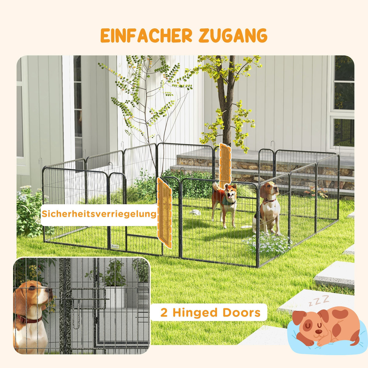 Puppy Playpen 12-Piece, 80cm High, Steel, Gray