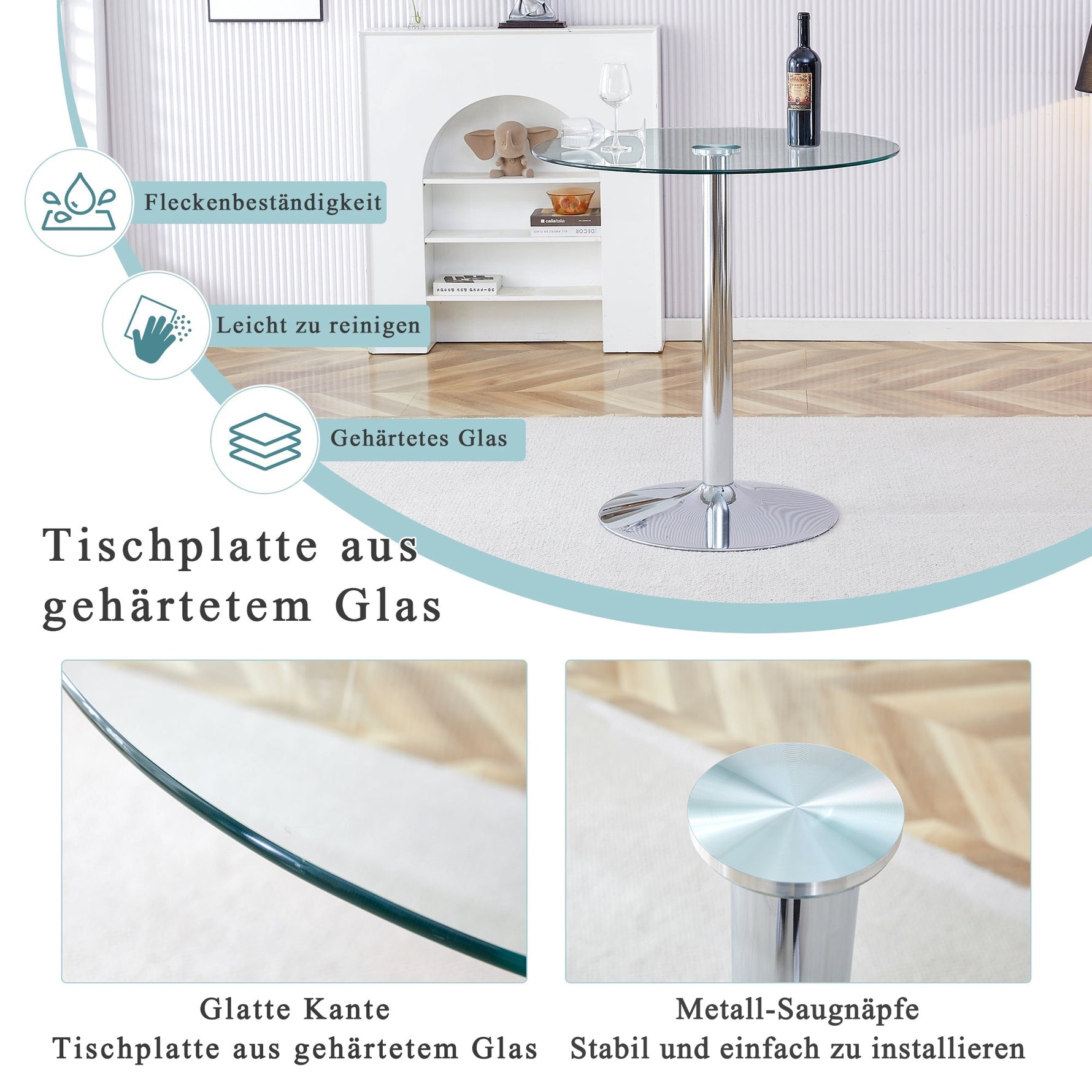 Modern Glass Beam Table Minimalist Ø89cm 92cm High