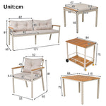 Garden Dining Table and Chair Set, 6-7 Seater with Armchairs and Removable Trolley, Acacia Wood