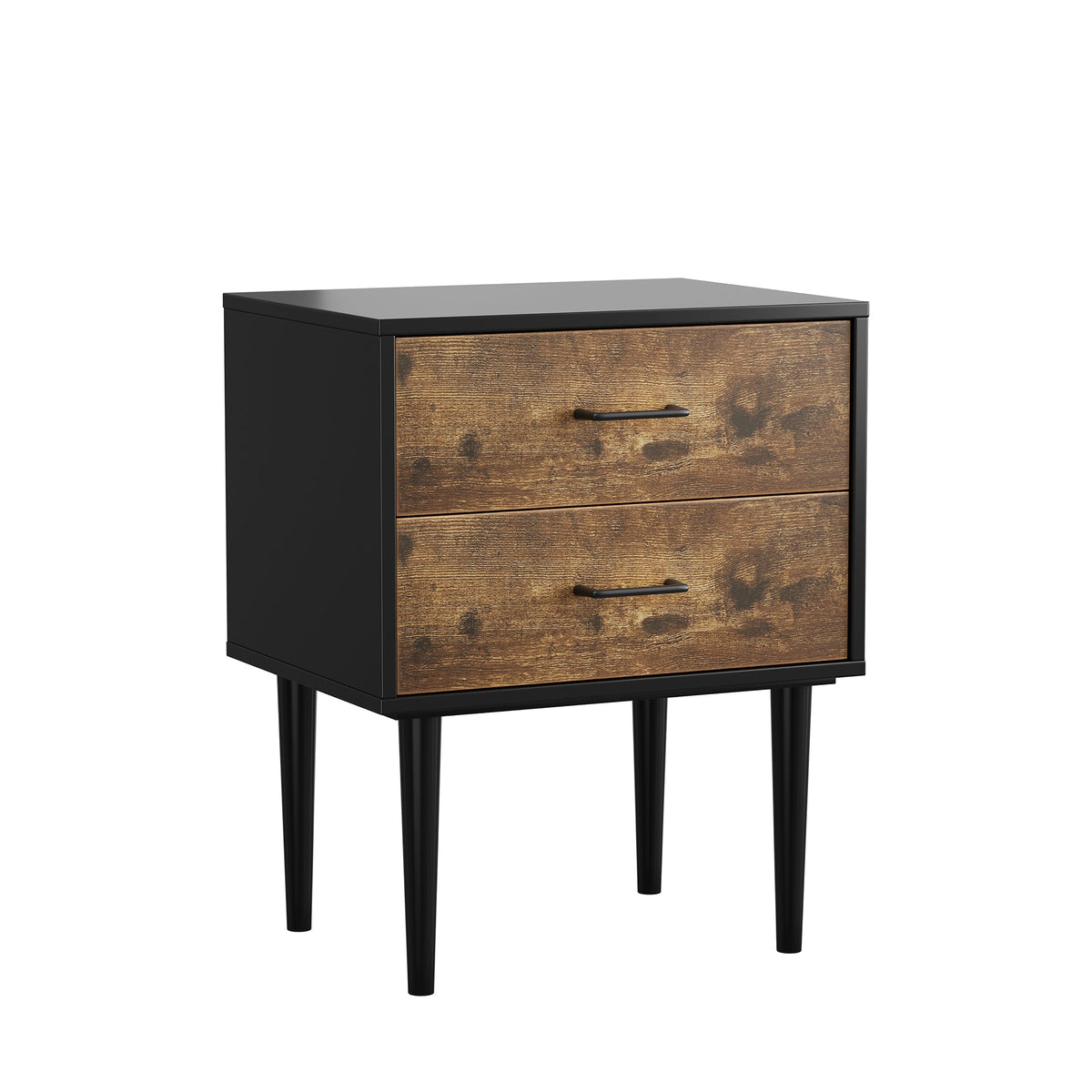 Retro Industrial Bedside Table 2 Drawers 51x38x66cm Vintage Brown