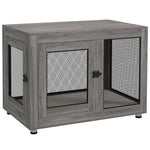 Dog Cage, 2 Doors, Washable Cushion, Adjustable Feet, Grey