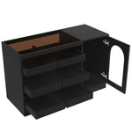 Chest of Drawers Cabinet, Modern 6-Drawer Hollow Door LED Light, Black
