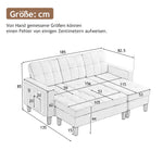 L-Shaped Sofa Set, Multifunctional with Movable Footstool & LED Lighting, Modern Modular