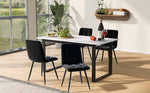 Dining Set Extendable 140/180cm Table with 4 Black Velvet Chairs White MDF and Black Legs