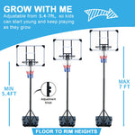 Portable Basketball Hoop, Adjustable Height, Indoor/Outdoor, with Wheels