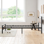 Bed Frame 140x200 cm with Slatted Base & Storage, Metal & Wood