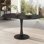 Extendable Oval Dining Table 100/140x100cm Modern - Black