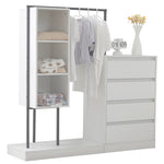 Drawer Cabinet Wardrobe Set Sideboard Clothes Rail W140/W40/H135 White