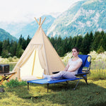 Sun Lounger, Foldable Weatherproof, Black + Dark Blue