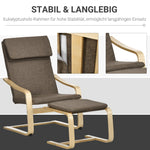 Relaxing Armchair with Footstool, Wingback Dining Chair, Linen Brown