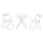 Outdoor 3-Piece Foldable Bistro Set, 2 Chairs & 1 Table, White