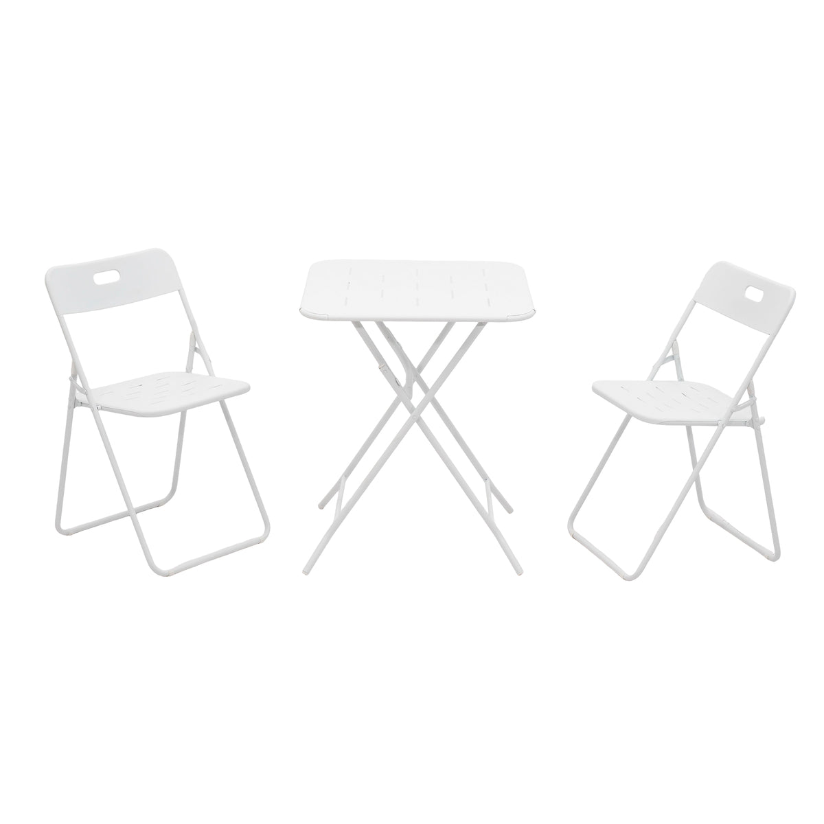 Outdoor 3-Piece Foldable Bistro Set, 2 Chairs & 1 Table, White