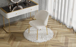 Dining Chairs Set of 2 with Gold Legs, Beige Chenille