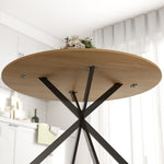 Round Dining Table Ø120 Industrial Steel Legs, Oak