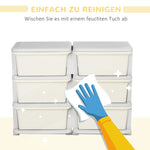 Plastic Storage Box, 6 Drawers, Toy Organizer, Cream White